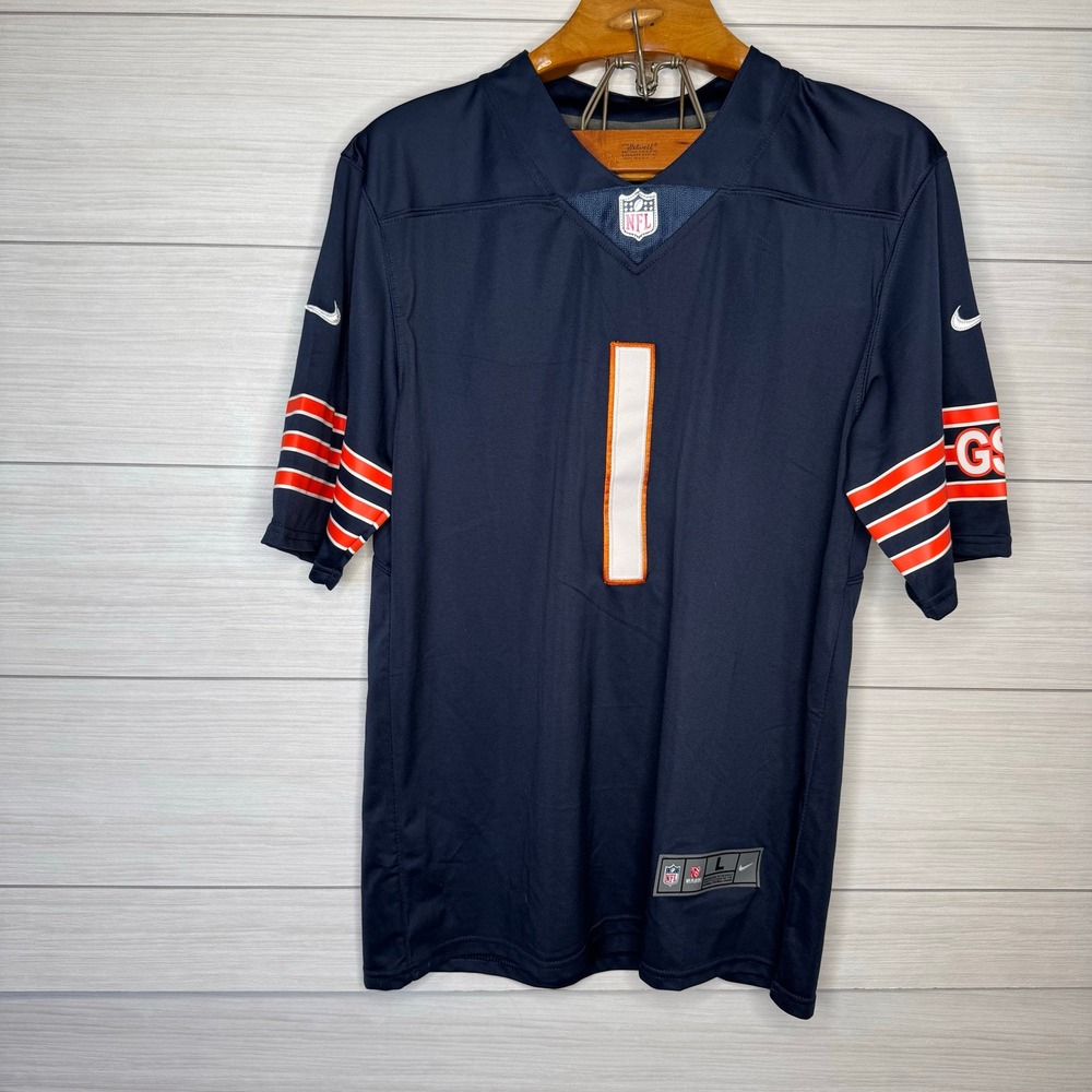 Justin Fields Chicago Bears NFL Nike On‎ Field Jersey Size Large Navy Orange